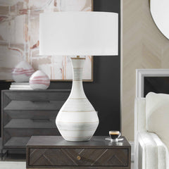 Potter Ivory Blue Striped Table Lamp - Ornate Home