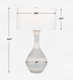 Potter Ivory Blue Striped Table Lamp - Ornate Home