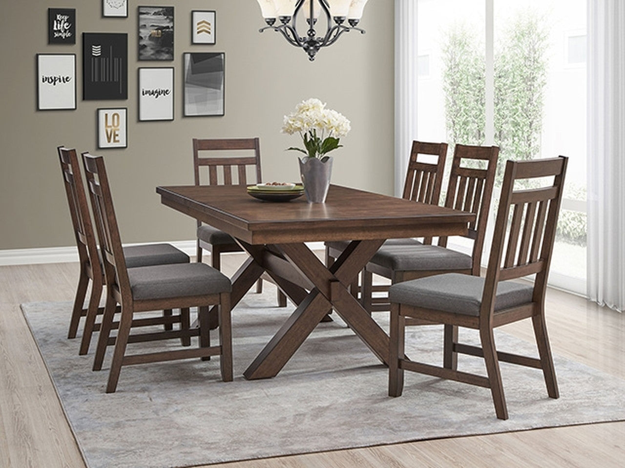 Pottsville Black/Natural 7 Pc. Dining Set - Ornate Home