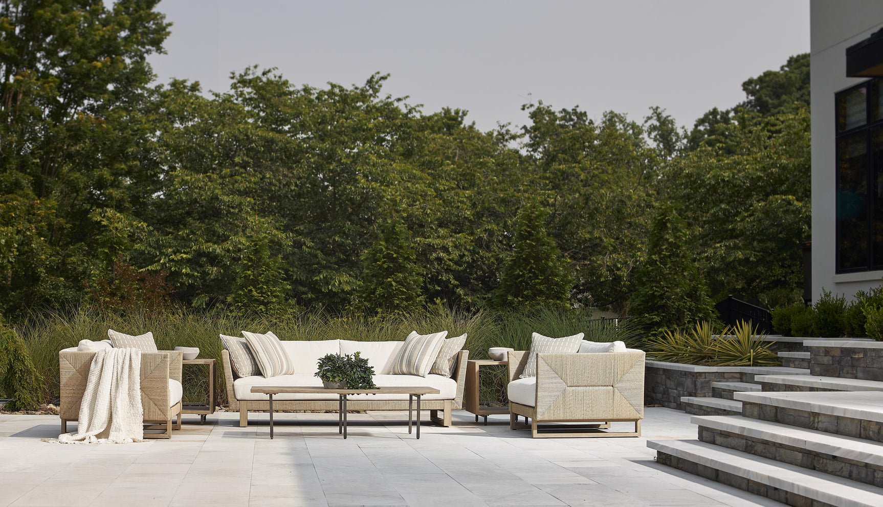 Praia Sea Oat/Hazelnut/White/Cream Outdoor Chair - Ornate Home