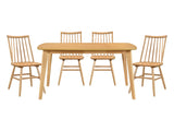 Pratter Natural Oak 5-Piece Dining Table Set - Ornate Home