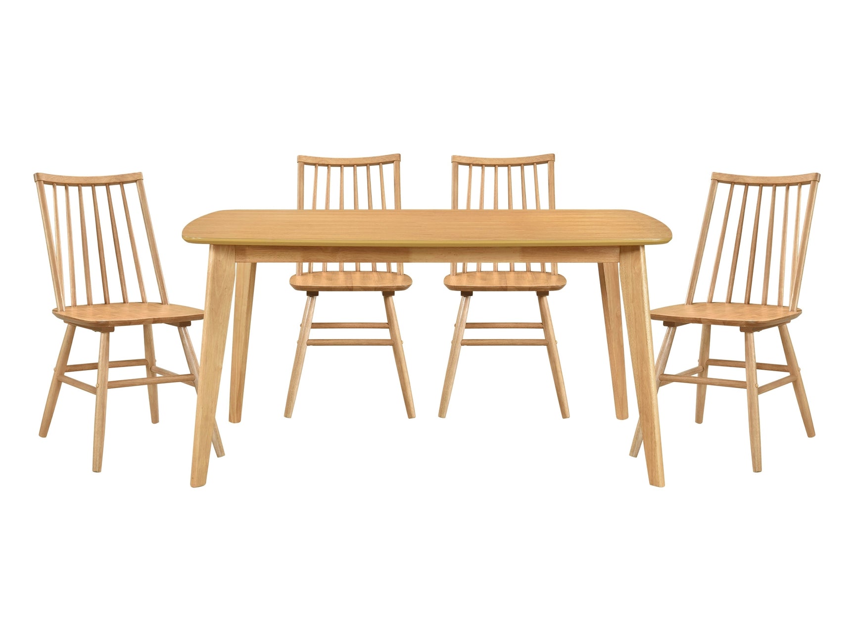 Pratter Natural Oak 5-Piece Dining Table Set - Ornate Home