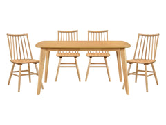 Pratter Natural Oak 5-Piece Dining Table Set - Ornate Home