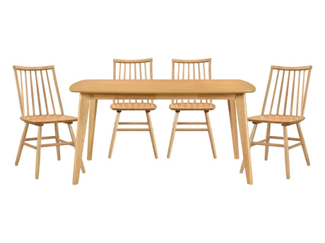 Pratter Natural Oak 5-Piece Dining Table Set - Ornate Home