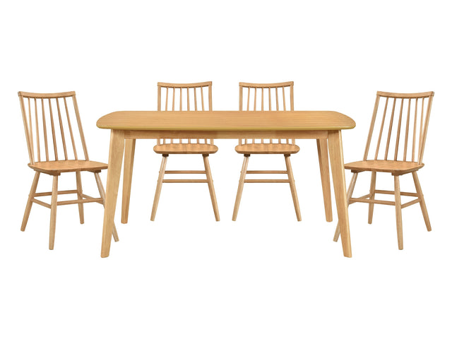 Pratter Natural Oak 5-Piece Dining Table Set - Ornate Home