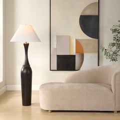 Pravin Black/Bronze Dark Wood Floor Lamp - Ornate Home