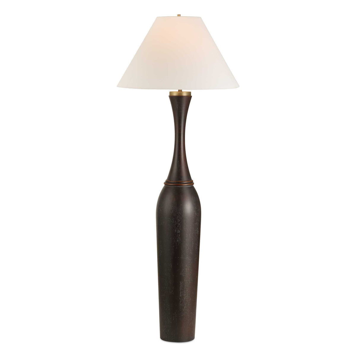 Pravin Black/Bronze Dark Wood Floor Lamp - Ornate Home