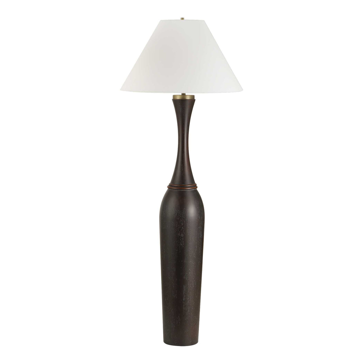 Pravin Black/Bronze Dark Wood Floor Lamp - Ornate Home