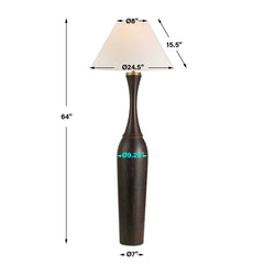 Pravin Black/Bronze Dark Wood Floor Lamp - Ornate Home