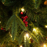 Pre-Lit Artificial Christmas Holiday 5 Piece Bundle with Pinecones & Berries- Set of 2 5' Christmas Trees, 24-in Wreath and set of 2 9-ft Garlands - Ornate Home