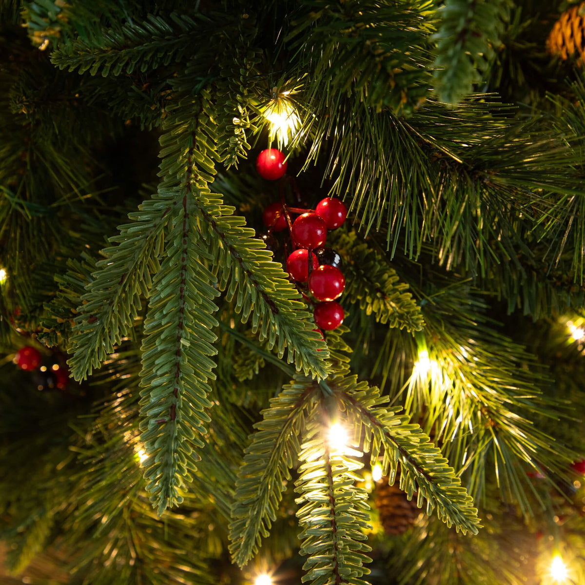 Pre-Lit Artificial Christmas Holiday 5 Piece Bundle with Pinecones & Berries- Set of 2 5' Christmas Trees, 24-in Wreath and set of 2 9-ft Garlands - Ornate Home