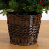 Pre-Lit Artificial Christmas Holiday 5 Piece Bundle with Pinecones & Berries- Set of 2 5' Christmas Trees, 24-in Wreath and set of 2 9-ft Garlands - Ornate Home
