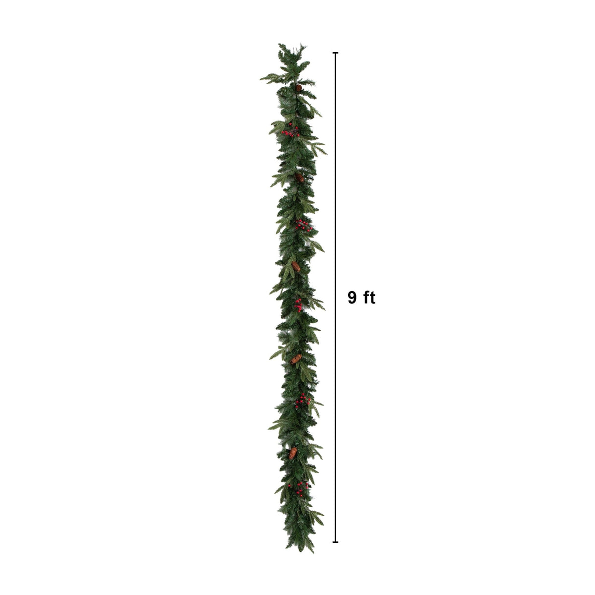 Pre-Lit Artificial Christmas Holiday 5 Piece Bundle with Pinecones & Berries- Set of 2 5' Christmas Trees, 24-in Wreath and set of 2 9-ft Garlands - Ornate Home
