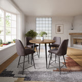 Prelude Suede/Dark Brown Round Counter Dining Table w/ 4 Maddox Stools - Ornate Home