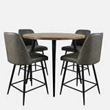 Prelude Suede/Grey Round Counter Dining Table w/ 4 Maddox Stools - Ornate Home