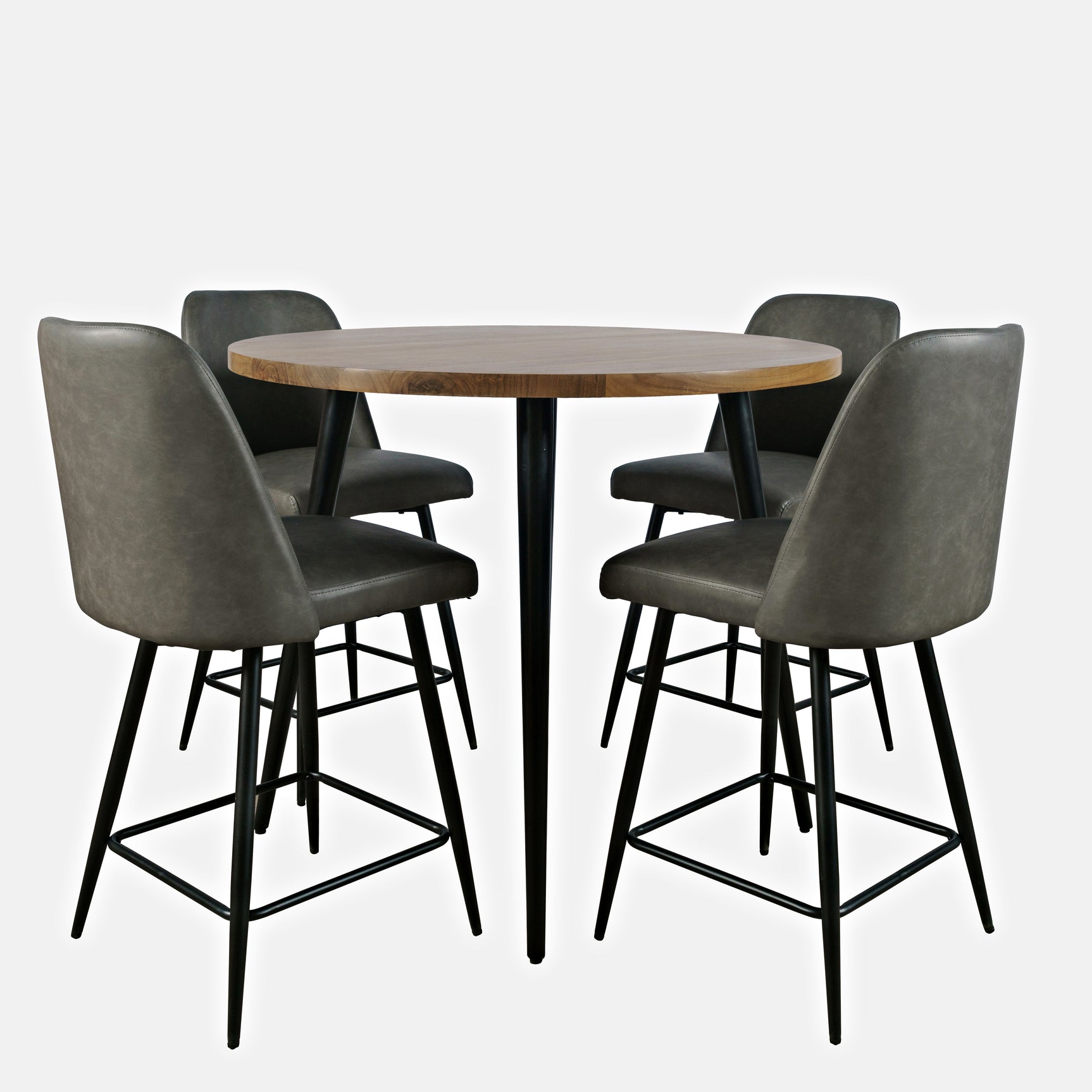 Prelude Suede/Grey Round Counter Dining Table w/ 4 Maddox Stools - Ornate Home