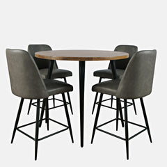 Prelude Suede/Grey Round Counter Dining Table w/ 4 Maddox Stools - Ornate Home