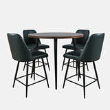 Prelude Walnut/Blueberry Round Counter Dining Table w/ 4 Maddox Stools - Ornate Home