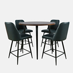 Prelude Walnut/Blueberry Round Counter Dining Table w/ 4 Maddox Stools - Ornate Home