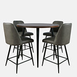 Prelude Walnut/Grey Round Counter Dining Table w/ 4 Maddox Stools - Ornate Home