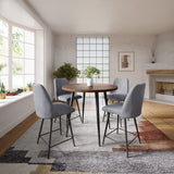 Prelude Walnut/Grey Round Counter Dining Table w/ 4 Maddox Stools - Ornate Home