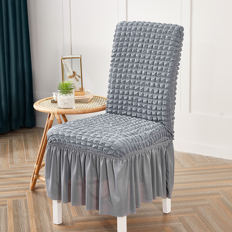 Premium Textured Seersucker High-Stretch Washable Dining Chair Slipcovers with Skirt - Ornate Home