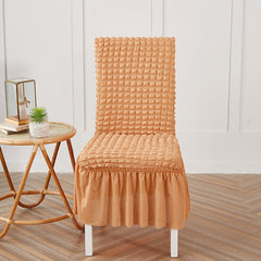 Premium Textured Seersucker High-Stretch Washable Dining Chair Slipcovers with Skirt - Ornate Home