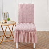 Premium Textured Seersucker High-Stretch Washable Dining Chair Slipcovers with Skirt - Ornate Home