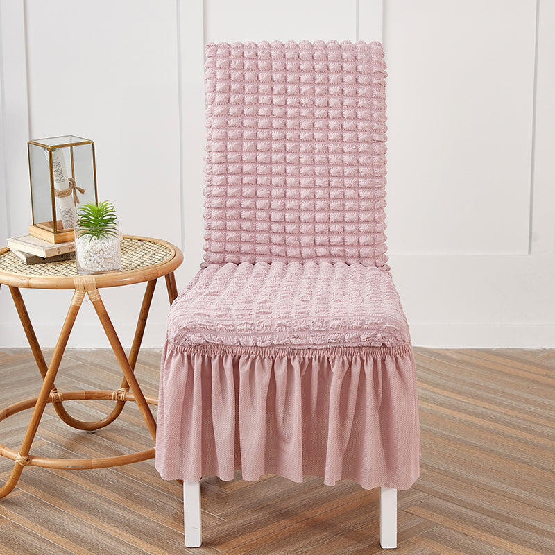 Premium Textured Seersucker High-Stretch Washable Dining Chair Slipcovers with Skirt - Ornate Home