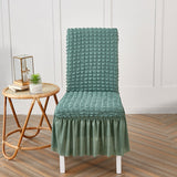 Premium Textured Seersucker High-Stretch Washable Dining Chair Slipcovers with Skirt - Ornate Home