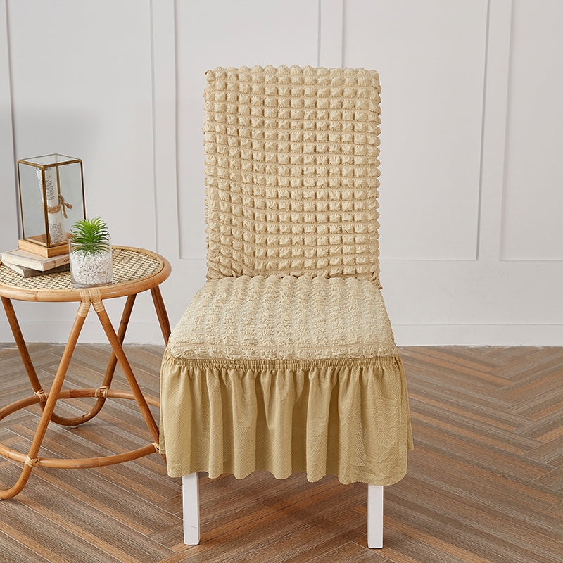 Premium Textured Seersucker High-Stretch Washable Dining Chair Slipcovers with Skirt - Ornate Home