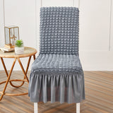 Premium Textured Seersucker High-Stretch Washable Dining Chair Slipcovers with Skirt - Ornate Home