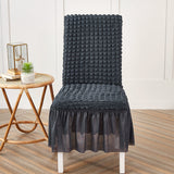 Premium Textured Seersucker High-Stretch Washable Dining Chair Slipcovers with Skirt - Ornate Home