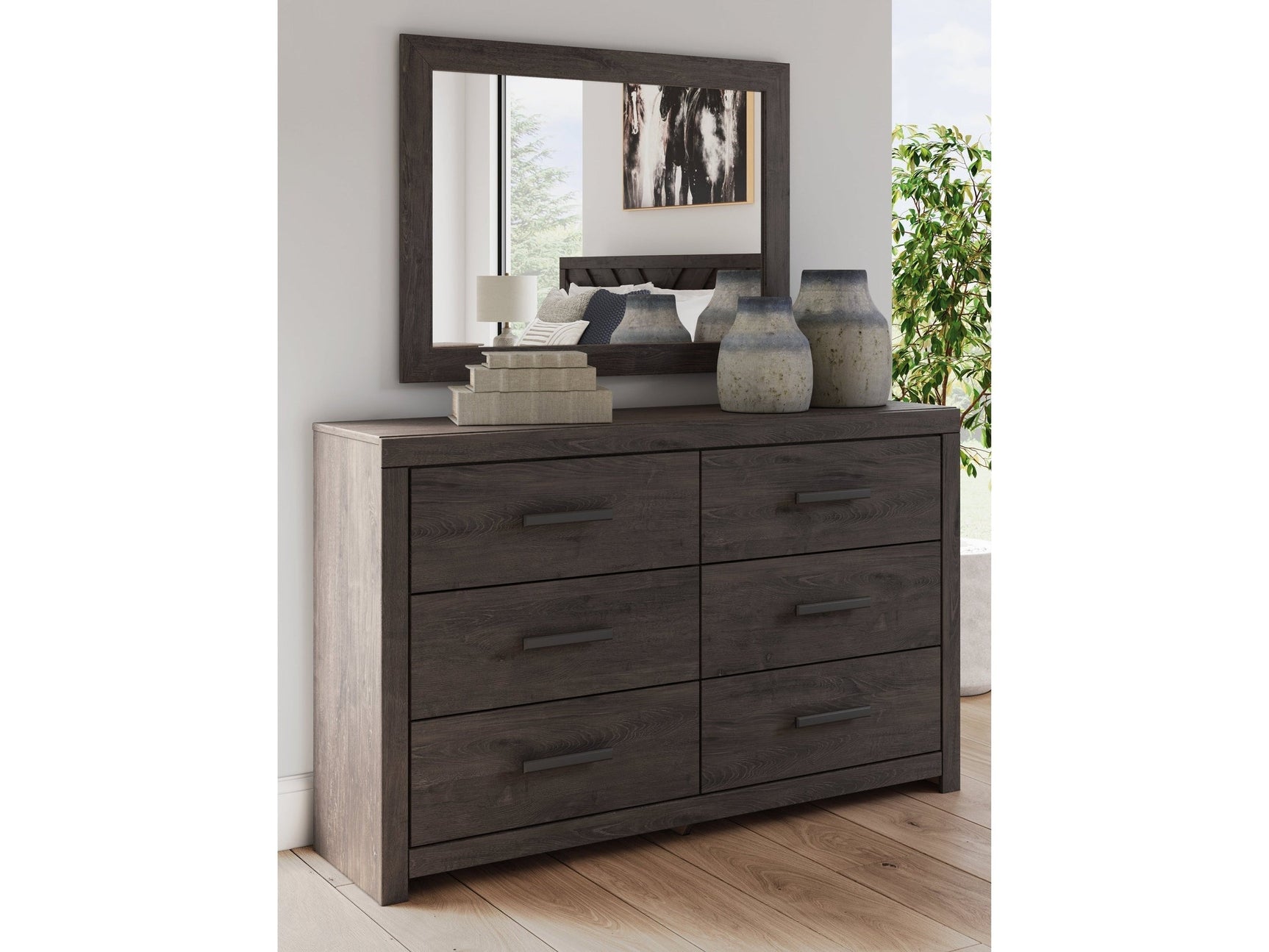 Prendonea Charcoal Dresser & Mirror (Online Special Price) - Ornate Home