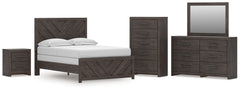 Prendonea Charcoal Full Panel Bed, Dresser, Mirror, Chest and Nightstand - Ornate Home