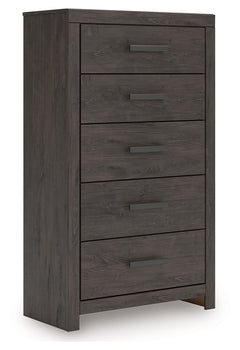 Prendonea Charcoal Full Panel Bed, Dresser, Mirror, Chest and Nightstand - Ornate Home