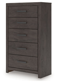 Prendonea Charcoal Full Panel Bed, Dresser, Mirror, Chest and Nightstand - Ornate Home