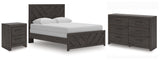 Prendonea Charcoal Twin Panel Bed, Dresser and Nightstand - Ornate Home