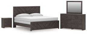 Prendonea Charcoal King Panel Bed, Dresser, Mirror and Nightstand (Online Special Price) - Ornate Home