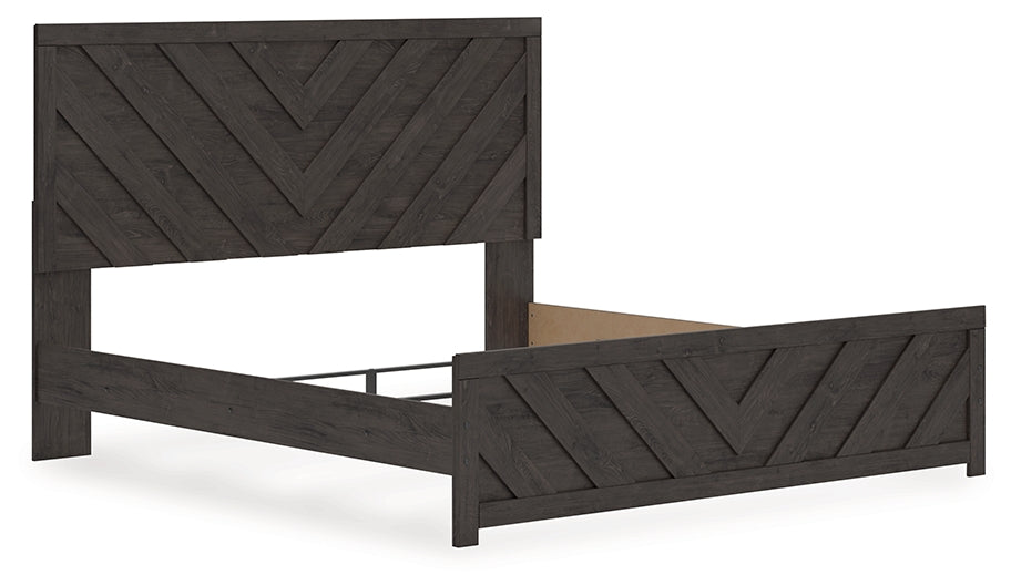 Prendonea Charcoal King Panel Bed, Dresser, Mirror and Nightstand (Online Special Price) - Ornate Home