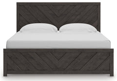 Prendonea Charcoal King Panel Bed, Dresser, Mirror and Nightstand - Ornate Home