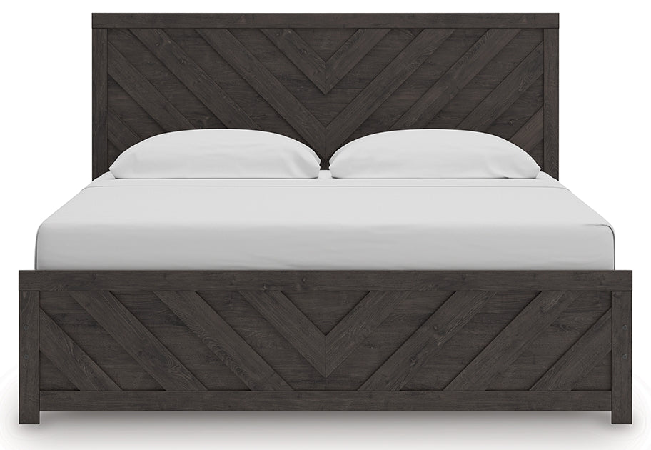 Prendonea Charcoal King Panel Bed, Dresser and 2 Nightstands (Online Special Price) - Ornate Home