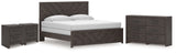 Prendonea Charcoal King Panel Bed, Dresser and 2 Nightstands - Ornate Home