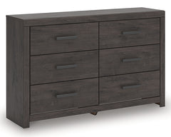 Prendonea Charcoal King Panel Bed, Dresser and 2 Nightstands - Ornate Home