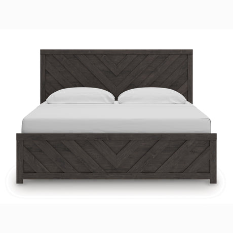 Prendonea Charcoal King Panel Bed, Dresser and Mirror - Ornate Home
