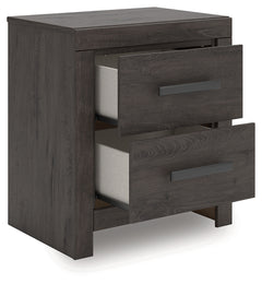 Prendonea Charcoal King Panel Bed and 2 Nightstands - Ornate Home
