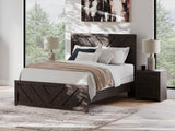 Prendonea Charcoal Queen Panel Bed, Dresser, Mirror, Chest and 2 Nightstands - Ornate Home