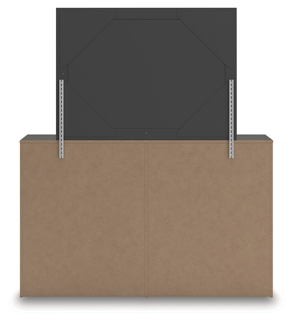 Prendonea Charcoal Queen Panel Bed, Dresser, Mirror and Nightstand - Ornate Home