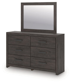 Prendonea Charcoal Queen Panel Bed, Dresser, Mirror and Nightstand - Ornate Home
