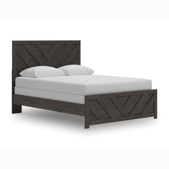 Prendonea Charcoal Queen Panel Bed, Dresser, Mirror, Chest and Nightstand - Ornate Home